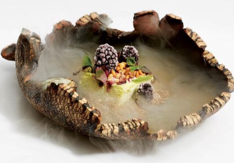 This Is What It Actually Costs to Eat at the ‘Chef’s Table’ Restaurants Dominique Crenn, Gastronomic Food, Molecular Gastronomy Recipes, Gastronomy Food, Michelin Star Food, Modernist Cuisine, Walk In The Forest, Molecular Gastronomy, Pottery Dishes