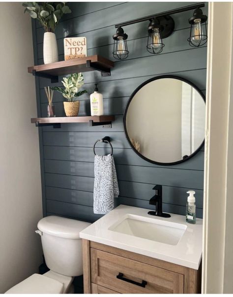 Colorado Bathroom, Small Half Bathroom, Future Bathroom, Half Bathroom Remodel, Half Bathroom Decor, Bathroom Redesign, Bathroom Inspiration Decor, Powder Bath, Bathroom Update