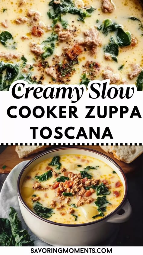 Slow Cooker Zuppa Toscana Soup, Slow Cooker Sausage Soup, Zuppa Toscana Recipe, Zupa Toscana Soup, Sausage Soup Crockpot, Slow Cooker Zuppa Toscana, Crockpot Zuppa Toscana, Zuppa Soup, Sausage Crockpot