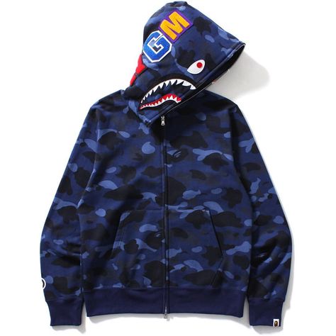 Blue Bape Hoodie, Bape Shark, Bape Hoodie, Shark Hoodie, Camo Top, Blue Camouflage, Blue Camo, Bathing Ape, A Bathing Ape