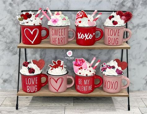 DO YOU LOVE TO BAKE THE FAKE !!!! | 🩷❤️Valentine’s Day decor🩷❤️ | Facebook Fake Bake Valentines, Hot Chocolate Tiered Tray, Fake Hot Chocolate, Hot Cocoa Bar Decor, Valentine Drinks, Fake Sweets, Peppermint Hot Cocoa, Fake Bakes, Valentine Diy