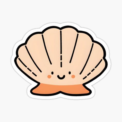 "Cheerful Clam" Sticker for Sale by NilosR Kawaii Animal Stickers, Cheerful Illustration, Bar Shirt, Happy Stickers, Cute Kawaii Animals, Kawaii Animals, Animal Stickers, Cute Kawaii, Under The Sea