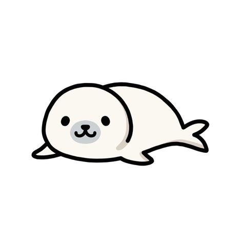 Cute seal Cute Water Animals Drawings, Cute Animal Outlines, Cute Seal Art, Seal Drawing Cute, Drawing Ideas Cute Animals, Easy Drawings Animals, Cute Cartoon Drawings Easy, Seals Drawing, Tiny Animal Drawings