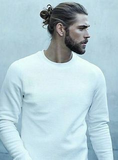 Hair Pulled Back into Top Knot/Ponytail - Men's Hairstyle - Ben Dahlhaus, Man With Long Hair, Man Bun Hairstyles, Man Buns, Undercut Long Hair, Mens Hairstyles Thick Hair, Men's Long Hairstyles, Hair Styles Men, Cool Hairstyles For Men