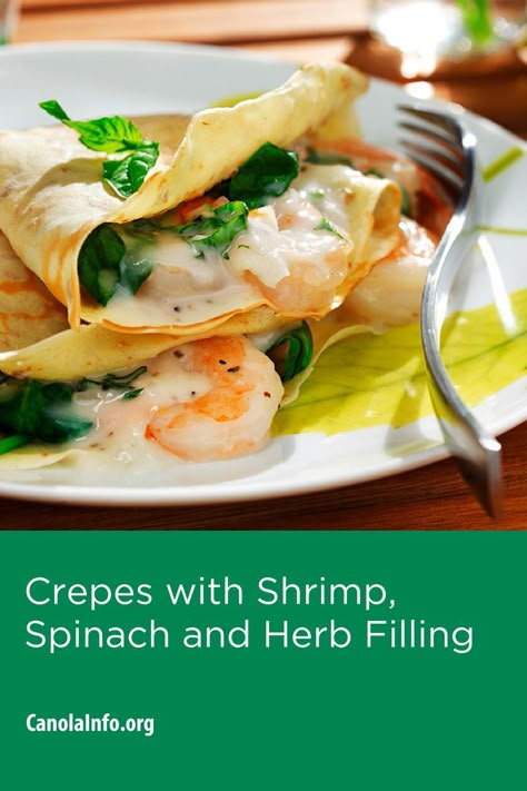 Dinner Recipes Diet, Crepes Recipe Breakfast, Dinner Crepes, Crepe Recipe Savory, Shrimp Spinach, Ellie Krieger, Easy Crepe Recipe, Crepes And Waffles, Sweet Crepes