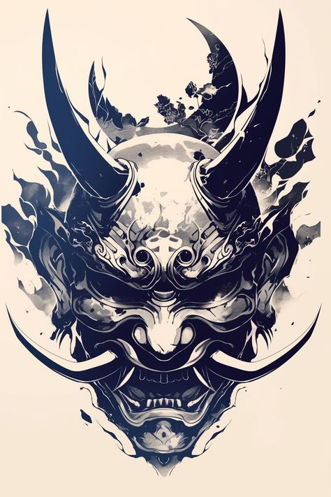 50 Oni Mask Tattoo Design Ideas That Channel Ancient Japanese Spirits – Refined Aesthetique Oni Mask Tattoo Design, Mask Tattoo Design, Oni Maske, Japanese Mask Tattoo, Japanese Oni Mask, Oni Mask Tattoo, Storm Tattoo, Oni Tattoo, Oni Demon