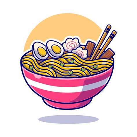 Ramen noodle japanese food flat. | Premium Vector #Freepik #vector #food Egg In Ramen Noodles, China Buffet, Traditional Chinese Food, Shrimp Wonton, Noodle Restaurant, Ravioli Pasta, Chinese Bowls, Spicy Ramen, China Food