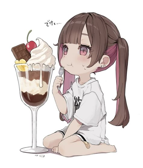 Jirai Kei Art, Ice Cream Art, Cute Fantasy Creatures, Jirai Kei, Chibi Girl, Anime Guys Shirtless, Digital Art Anime, Cute Chibi, Illustrations And Posters