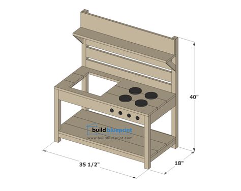 Kid's Backyard Mud Kitchen DIY Plans - Build Blueprint Mud Kitchen Blueprint, Mud Kitchen For Kids Diy Plans, Kids Outdoor Kitchen Diy, Diy Outdoor Play Kitchen, Kids Mud Kitchen Diy, Diy Mud Kitchen Outdoor Play, Diy Kid Kitchen, Mud Kitchen For Kids Diy, Mud Kitchen Plans