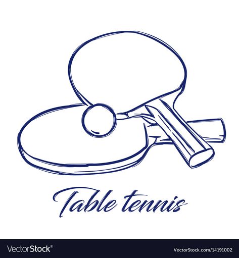 Table Tennis Drawing, Tennis Doodle, Table Tennis Illustration, Table Tennis Art, Evs Worksheet, Olympic Art, Bat Sketch, Tennis Drawing, Ball Vector