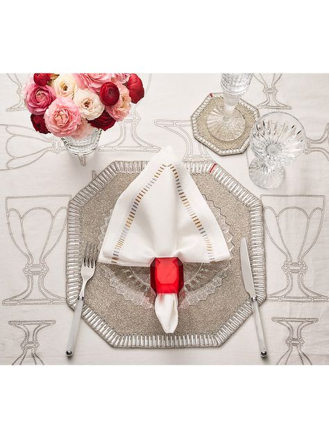 Baccarat Chandelier, Kim Seybert, Bridal Registry, Metallic Embroidery, The Muse, Ring Light, Napkin Ring, Repeat Pattern, Beaded Bags