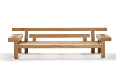 Lounge Bench, Modern Wood Bench, Wooden Couch, Teak Garden Bench, Wood Bench Outdoor, Sofa Design Wood, Modern Wood Furniture, Royal Botania, Wooden Sofa Set Designs