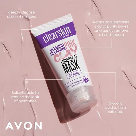 Avon Clearskin, Avon Marketing, Pink Clay Mask, Avon Skin Care, Avon Perfume, Beauty Corner, Avon Beauty, Bentonite Clay, Pink Clay