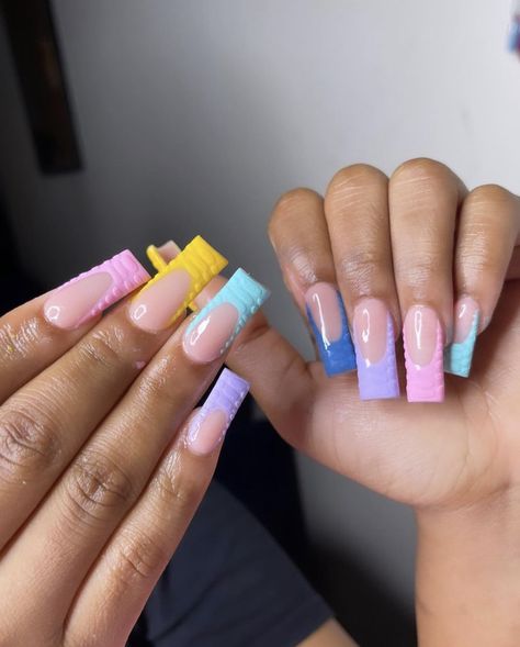 Easter Nail Inspo Short, Easter Color Nails Acrylic, Easter Nails Acrylic Square, Easter Nails Acrylic Short, Easter Acrylic Nails Designs, Short Nails Easter, Easter Color Nails, Easter Nails Acrylic, Pastel Color Nails