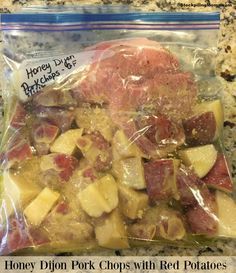 Slow Cooker Honey Dijon Pork Chops with Red Potatoes Recipe - A delicious Paleo Freezer Meal Honey Dijon Pork Chops, Dijon Pork Chops, Paleo Freezer Meals, Red Potato Recipes, Potatoes Easy, Freezer Dinners, Slow Cooker Freezer Meals, Freezer Friendly Meals, Freezable Meals