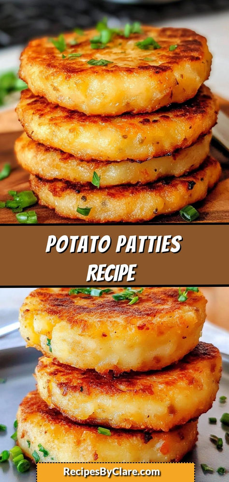 Ingredients:

4 large potatoes, peeled and cubed
1/2 cup grated Parmesan cheese
1/4 cup finely chopped onion
1 large egg
Crispy and golden on the outside, these potato patties have a soft, flavorful center—perfect as a side dish or snack! Homemade Potato Patties, Potato Patty Recipe, Parsley Buttered Potatoes, Potato Patties From Mashed Potatoes, Potato Appetizer Recipes, Potatoes Patties, Potato Patties Recipe, Fried Potato Patties, Potato Dough