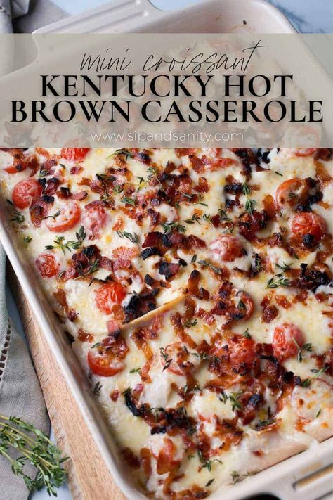 Kentucky Hot Brown Casserole, Hot Brown Casserole, Hamburger Meat Dishes, Open Face Turkey Sandwich, Kentucky Hot Brown Sandwich, Kentucky Derby Recipes, Kentucky Hot Brown, Mini Croissant, Brown Hotel