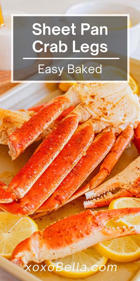 While crab legs aren't the cheapest protein option and they can be intimidating to cook if you don't know how, this sheet pan crab legs recipe show you it's actually pretty straightforward to cook crab legs and these baked crab legs are ideal for any special occasion. Crab legs make a great appetizer or a main course. Consider them as a Valentine's Day or New Year's Eve treat and definitely make them if you spot some crab legs on sale! These snow crab legs are always a nice treat. Snow Crab Legs Recipe Baked, King Crab Legs Recipe, Cooking Crab Legs, Cooking Crab, Crab Legs Recipe, Baked Crab, Snow Crab Legs, Seafood Dish Recipes, Snow Crab