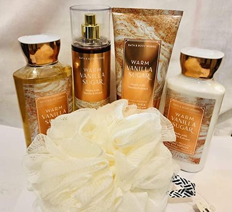 Vanilla Perfume Bath And Body Works, Vanilla Body Products, Bath & Body, Bath And Body Works Gift Set, Warm Vanilla Sugar Bath And Body Works, Vanilla Scented Shower Routine, Vanilla Shower Products, Bath And Body Vanilla, Bath And Body Packaging