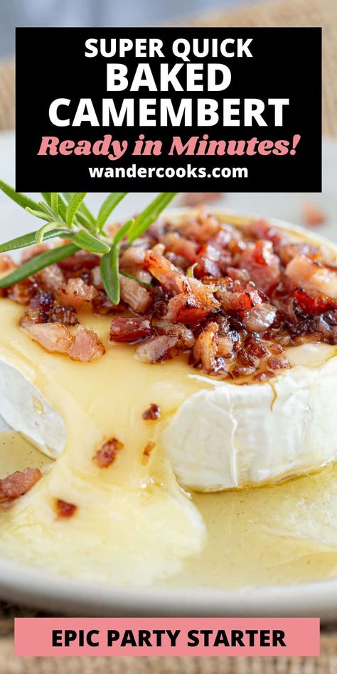 This easy baked camembert recipe is a cheese lover's delight! With just four ingredients (including bacon!) and super fast prep, this soft and melty camembert is ready to get the party started. Camembert Recipe, Oysters Kilpatrick, Baked Camembert Recipe, Camembert Recipes, Australian Snacks, Baked Camembert, Honey Baked, Baking With Honey, Australian Food