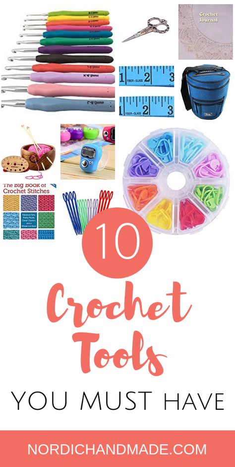 Crochet beginner? See here 10 Must have Crochet tools and supplies to avoid some headaches when crocheting your first product. #crochettools #crochetsupplies #crochetforbeginners #learntocrochet #diycrochet First Crochet Project, Knitting & Crochet Tools, First Crochet, Modern Crochet Blanket, Crochet Slouchy Hat, Crochet Classes, Boyfriend Crafts, Crochet Tools, Crochet Supplies