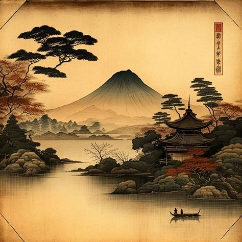 Explore the enchanting world of Japanese painting with us! Dive into rich traditions, serene techniques, and the harmonious spirit of nature in art. Traditional Chinese Painting Landscapes, Traditional Japanese Landscape Art, Japanese Art Prints Traditional, Landscape Art Pencil, Japanese Painting Ideas, Japanese Painting Traditional, Japanese Art Landscape, Japanese Traditional Painting, Japanese Spirits