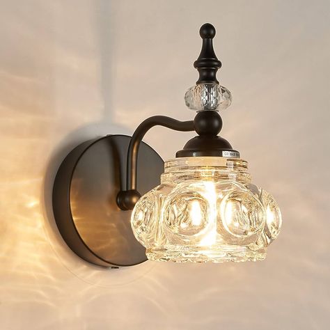 Light Fixtures Bathroom Vanity, Living Vintage, Vanity Light Fixtures, Inspire Me Home Decor, Bathroom Vanity Light, Vintage Bathroom, Dream House Decor, Black Walls, Bathroom Vanity Lighting