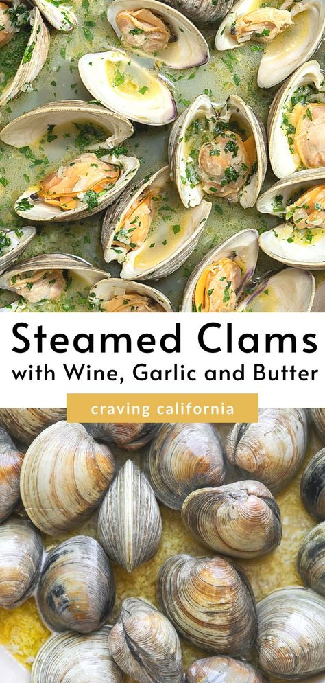 Mussels Recipe White Wine Garlic, Mussels Recipe White Wine, Steamed Clams Recipe, Grilled Clams, Steamed Clams, Wine Butter, Mussels Recipe, Seafood Entrees, Delicious Seafood Recipes