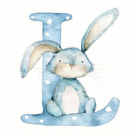 Bunny alphabet L mammal easter rabbit. | free image by rawpixel.com / Adjima Watercolor Font, Woodland Illustration, Alphabet Drawing, Rabbit Drawing, Animal Rabbit, Watercolor Circles, Library Furniture, Watercolor Lettering, Bunny Art