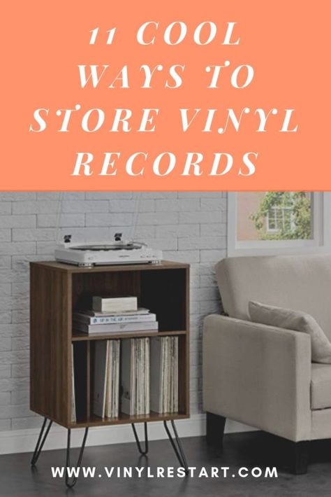 Ways To Store Vinyl Records, Storing Records Vinyls, Ways To Store Records, How To Store Records, Ways To Store Vinyl, Vinyl Records Storage Ideas, Record Collection Storage, Vinyl Records Storage, Vinyl Record Furniture