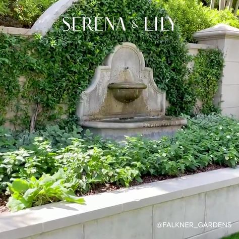 Front Yard Fountain, Patio Water Feature, Yard Fountain, Outdoor Wall Fountains, Serena Lily, Fire Pit Area, Home Garden Design, Wall Fountain, Magical Garden