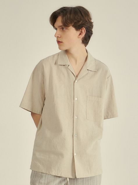 Editor's notesIt is a basic short sleeves shirt for summer. The shirt features oversized fit, open collar neckline, side slits, and a pocket on the front. It is a comfy and refreshing shirt made of moisture-wicking linen and cotton blend fabric.- Oversized loose fit- Pocket on the front- Open collar- Side slits- Comfy and breathableMeasurements(in.)M/L- Length: 30.3 in. / 30.7 in.- Shoulder: 20.1 in. / 20.9 in.- Chest: 23.2 in. / 24 in.- Sleeve Length: 10.6 in. / 11 in.- Armhole: 10.2 in. / 10.6 Oversized Polo Shirt Outfit, Loose Shirt Outfit, Linen Menswear, Polo Shirt Outfit Men, Open Collar Shirt, Polo Shirt Outfits, Oversized Polo, Shirt Outfit Men, Short Sleeves Shirt