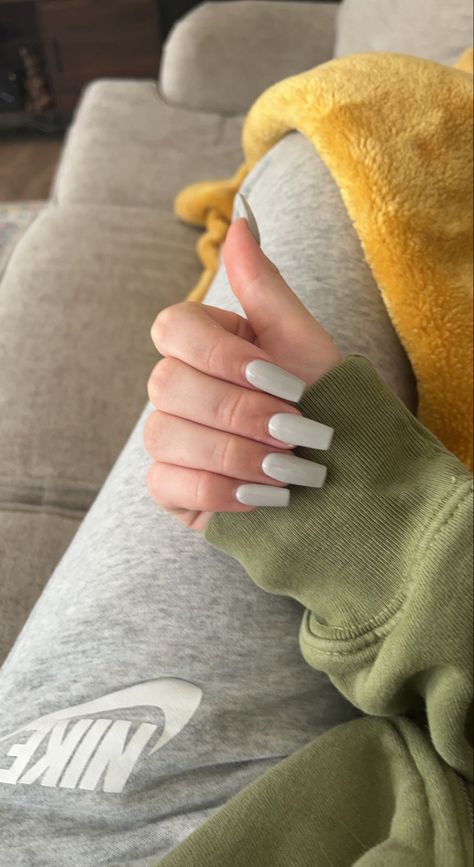 Nardo Grey Nails, Grey Nails, Nardo Grey, Gray Nails, Grey Light, Gel Nails, Light Grey, Square, Nails