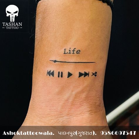 TashanTattoo
AshokTattooWala
S.20. Tirupati plaza
Opp. New bus stand
Near gd modi collage
Palanpur (gujrat)
9586697547
9687533310 Music Is The Answer Tattoo, Song Name Tattoo, Music Symbols Tattoo, Listen Tattoo, Music Tattoos Men, Music Symbol Tattoo, Brother And Sister Tattoo Ideas, Thigh Tattoo Men, Sister Tattoo Ideas