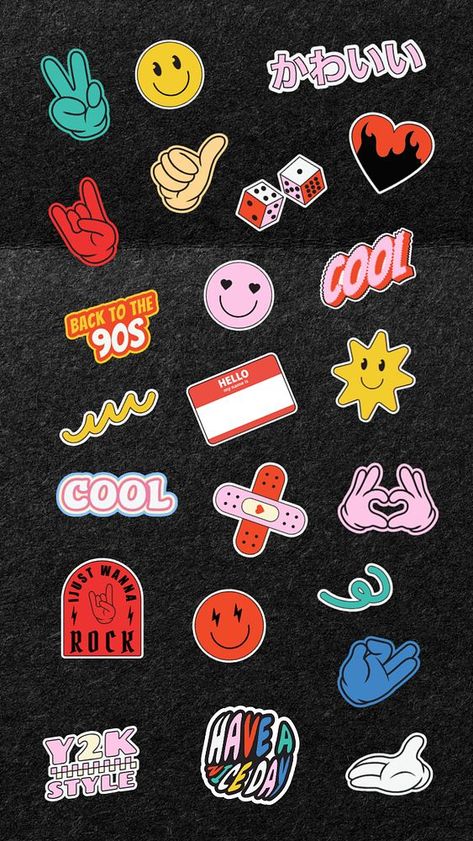 Editable retro funky Y2K sticker remix set | premium image by rawpixel.com Wallpaper Peace, Funky Sticker, Resident Evil 8, Y2k Stickers, Retro Stickers, Doodle Sticker, Stickers Cool, Stickers Png, Mood And Tone