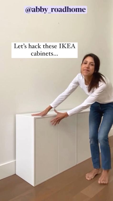 #ikeahack #diy #ikeahacks #furnitureideas Eket Cabinet, Fluted Cabinet, Cabinet Hack, Ikea Eket, Pole Wrap, Ikea Desk Hack, Hacks Ikea, Ikea Hack Ideas, Ikea Furniture Hacks