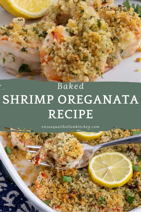 Shrimp Oreganata is a delicious Italian-American seafood dish that you might see on a restaurant menu. This scrumptious recipe combines fresh shrimp with lemon, garlic, breadcrumbs, and of course oregano. It is an easy baked shrimp recipe perfect as an appetizer or a main course. Baked Shrimp Oreganata Recipe, Shrimp Oreganata Baked, Jumbo Shrimp Recipes Easy, Italian Shrimp Appetizers, Shrimp Dejonghe Recipe, Shrimp Oreganata Recipe, Oven Shrimp, Shrimp Oreganata, Oreganata Recipe