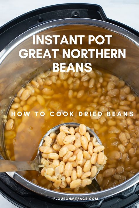 Instant Pot Great Northern Beans Instapot Northern Beans, Instapot Dry Beans Recipe, Dry Northern Bean Recipes, Dry Great Northern Beans Recipe, Dried Northern Bean Recipes, Great Northern Beans Recipe Instant Pot, How To Cook Great Northern Beans, Dried Great Northern Beans Recipe, Instant Pot Northern Beans