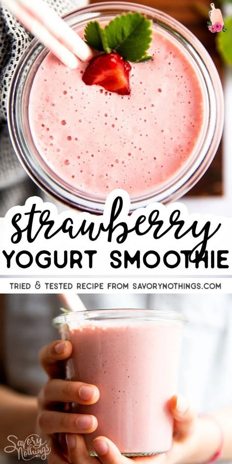 Beachbody Smoothie Recipes, Things To Make With Strawberry Yogurt, Strawberry Smoothie Recipe With Yogurt, High Calcium Smoothies, Strawberry And Yogurt Recipes, Strawberry Greek Yogurt Smoothie, Mediterranean Diet Breakfast Smoothie, Easy Strawberry Smoothie Recipes, How To Make A Strawberry Smoothie