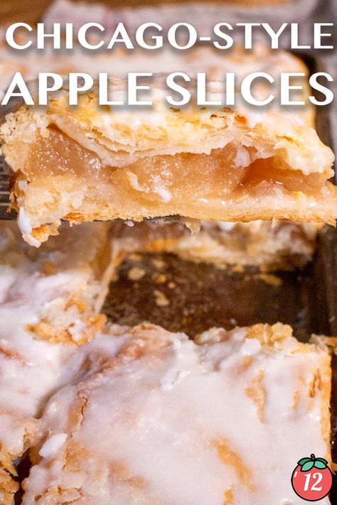 Chicago-Style Bakery Apple Slices | 12 Tomatoes Chicago Style Apple Slices 12 Tomatoes, Chicago Style Apple Slices, Chicago Style Bakery Apple Slices, Apple Slices Recipes, 12 Tomatoes Recipes, Slab Pie, Apple Dessert Recipes, Breakfast Sweets, Pie Bars