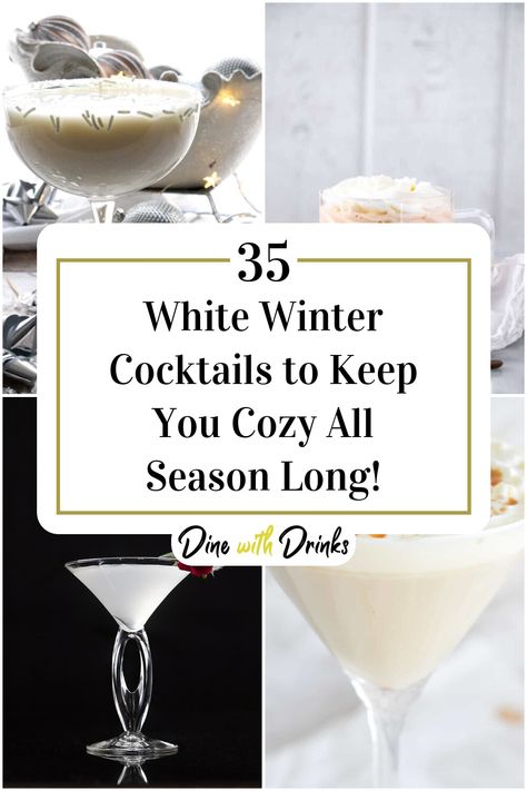 Collage of 4 white winter cocktails. Winter Wonderland Cocktail, Cocktails With Gin, Fundraiser Party, White Drinks, White Cocktails, Winter Cocktails, Winter Wonderland Party, Hot Chocolate Mix, The Best Recipes