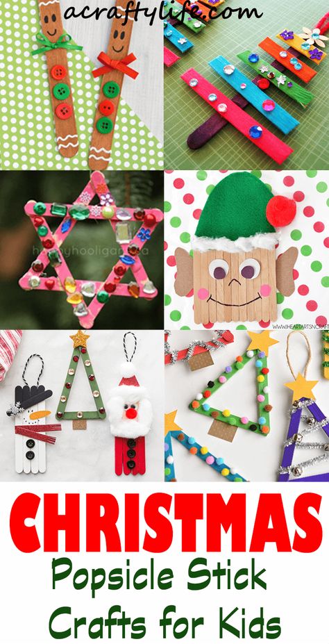 Kindergarten Popsicle Sticks Activities, Reindeer Popsicle Stick Ornament, Christmas Crafts With Popsicle Sticks, Christmas Popsicle Stick Crafts, Crafts With Popsicle Sticks, Hristmas Crafts, Cute Christmas Crafts, Popsicle Craft, Stick Ornaments