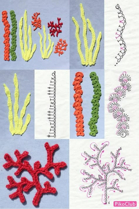 Underwater Crochet Patterns, Crochet Coral Pattern Free, Coral Crochet Pattern Free, Coral Crochet Pattern, Crochet Crawfish, Crochet Coral Pattern, Sea Crochet Pattern, Crochet Seaweed Free Pattern, Crochet Flowers Applique