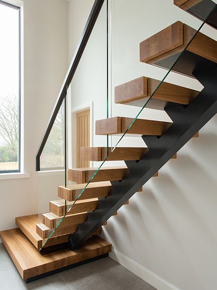 First Step Designs | One of a kind Designer Staircases Open Staircase Ideas, Glass Handrail, Cantilever Stairs, Modern Stair Railing, Bespoke Staircases, Open Trap, Staircase Design Modern, Escalier Design, Open Staircase