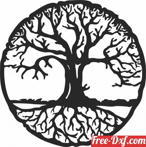 Tree Branch Wall Decor, Tree Branch Wall, Free Dxf Files, Mandala Wall Decor, Polygon Art, Laser Cnc, Clock Wall Art, Clock Art, Scene Art