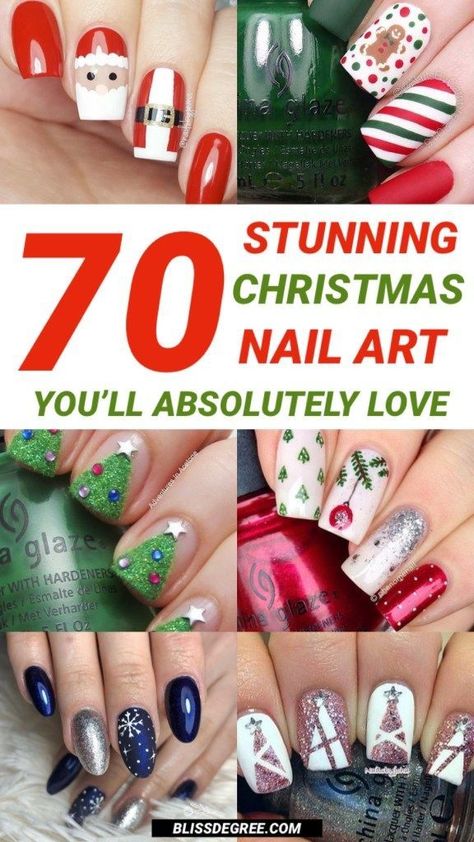 Christmas Nail Art Designs - Never miss the amazing and greatest offer. Click to visit and find out more! Christmas Nail Decorations, Xmas Manicure Ideas, Christmas Finger Nail Ideas, Nail Art For Christmas Holiday, Christmas Fingernails Simple, Christmas Nail Decor Ideas, Fun Christmas Nails Simple, Christmas Present Nail Designs, Beautiful Christmas Nails