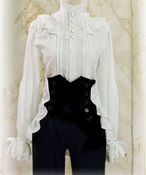 Victorian Aesthetic Clothes, Victorian Outfits Women, Modern Victorian Aesthetic, Victorian Style Clothing, Ouji Fashion, Victorian Shirt, Vampire Dress, Vampire Clothes, Victorian Aesthetic