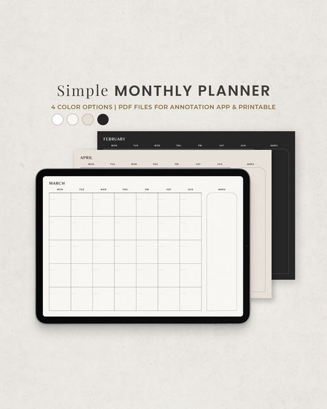 Monthly Planner With Notes, Undated Monthly Calendar Template for Goodnotes Ipad, Landscape Simple Planner Printable PDF plannerpdf #ipadplannertemplate #smartphoneplanner. Good Notes Monthly Planner Template, Ipad Planner Template Free, Planner Template Landscape, Planner Monthly Layout, Undated Monthly Calendar, Bullet Journel, Undated Monthly Planner, Planner Writing, Monthly Planner Template