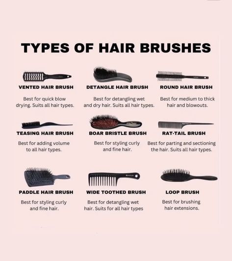 Types Of Hair Brushes, Frizz Hair, Healthy Hair Routine, Curly Hair Care Routine, Round Hair Brush, Teased Hair, Hair Growing Tips, Detangling Hair Brush, Hair Frizz