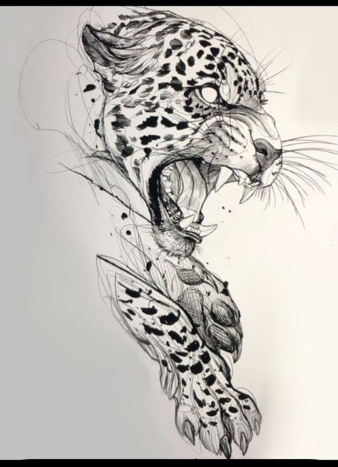 Jaguar Outline, Koi Fish Drawing Tattoo, Cheetah Tattoo, Leopard Drawing, Big Cat Tattoo, Jaguar Tattoo, Chicano Tattoos Sleeve, Leopard Tattoos, Panther Tattoo